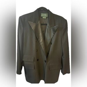 Women’s Lauren Ralph Lauren Double Breasted  Black Wool Blend Blazer Size 14